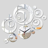 Creative Diy Circle Mirror Clock Wall Sticker