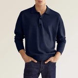New Autumn Long Sleeve V-neck Buttons Men's Casual Jacket Polo Shirt