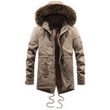 Men's Mid-length Cotton Coat With Big Fur Collar