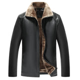Middle-aged And Elderly Men's Fur-lined Leather Jacket