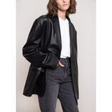Women's Protein Leather Loose Profile Long-sleeved Cardigan Casual Jacket