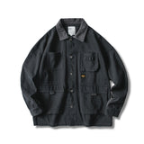 Men's Loose Workwear Jacket with Corduroy Collar