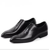 Men's Leather Brogue Dress Shoes - Vintage Style