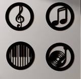 Black Music Notes Wooden Wall Home Decor