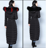 Fashionable Long Thick Solid Color Down Jacket with Fur Collar