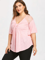 2018 Women's Plus Size Irregular Lace T-Shirt