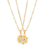 2pcs Necklace Sun And Moon Magnetic Pendant Clavicle Chain Necklace For Couple Lovers