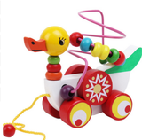 Wooden Duck Pull Toy with Beads for Early Learning