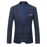 Men's Slim Fit Plaid Wool Suit Jacket S-5XL
