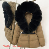 Oversized Real Fox Fur Collar Hooded White Duck Down Jacket