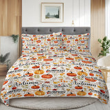 3pcs Pumpkin Autumn Leaves Design Quilt Set All Seasons Bedding Quilt Bed Set With 2 Pillowcases For Kids Teens Adults Bedroom