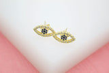 18K Gold Filled Evil Eye Red, Blue, Purple Stud Earrings (L1)